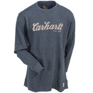 Carhartt Thermal Knit Men's Carbon Heather Logo Shirt navy blue size 2XL